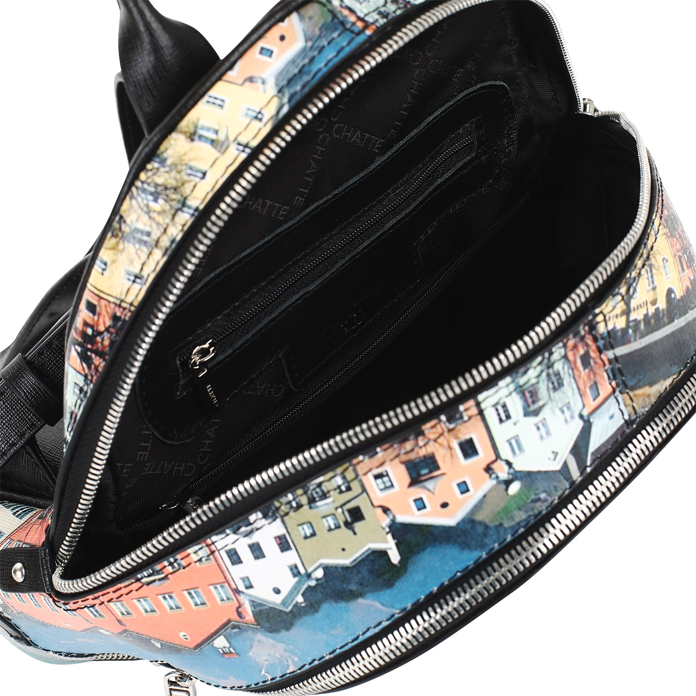 Сафьяновый рюкзак с принтом Chatte 