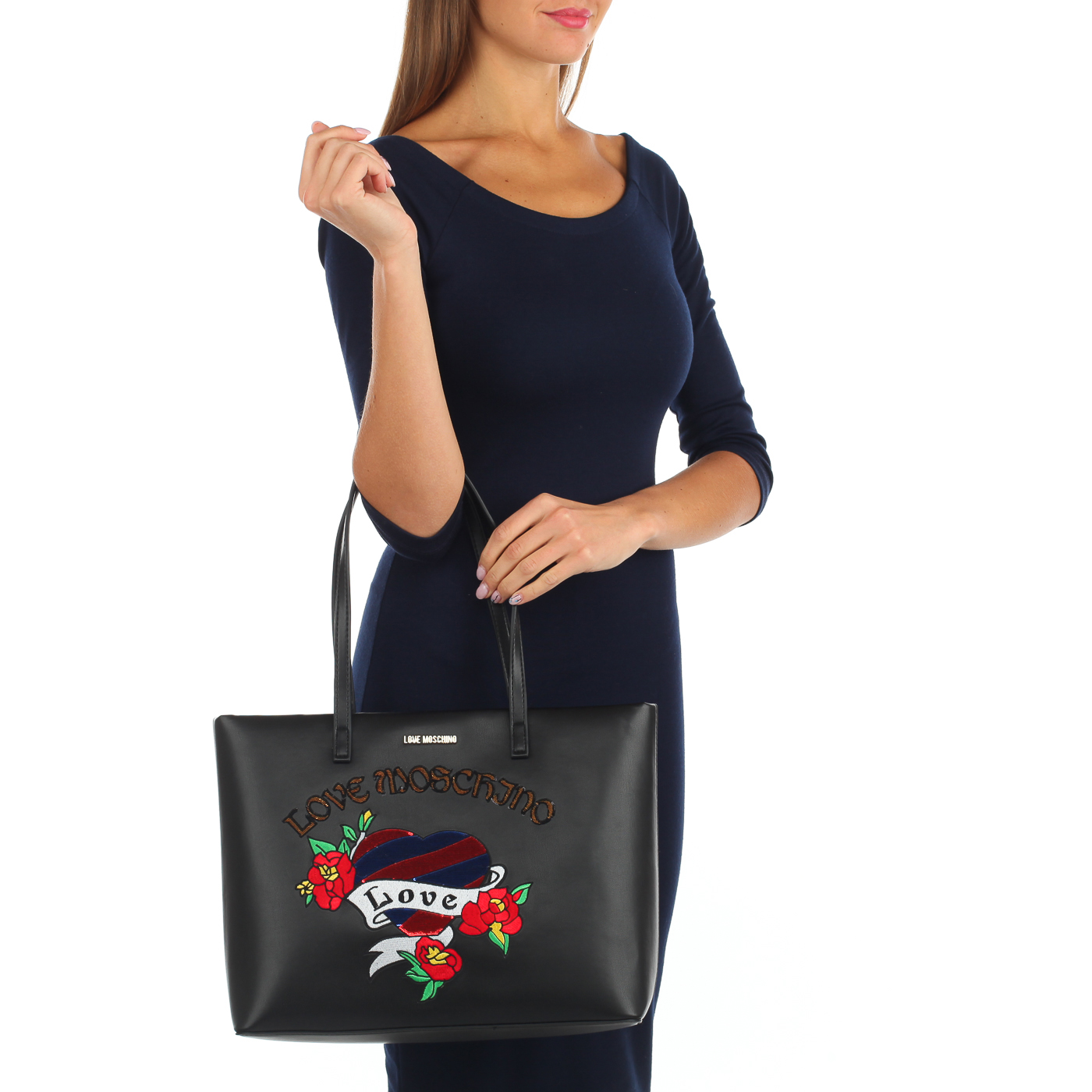 Вместительная сумка с декором Love Moschino LM Embroidery