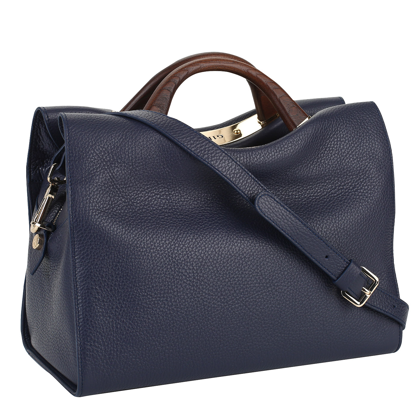 Кожаная сумка с деревянными ручками Gironacci 