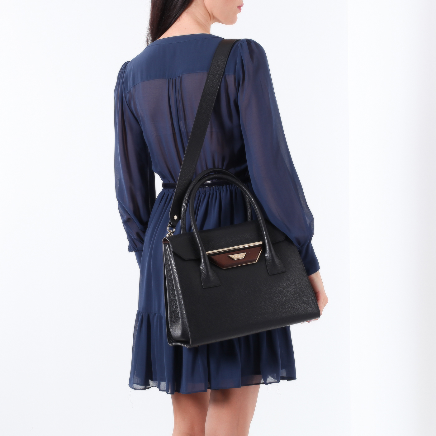 Сумка из черной зернистой кожи Gironacci 