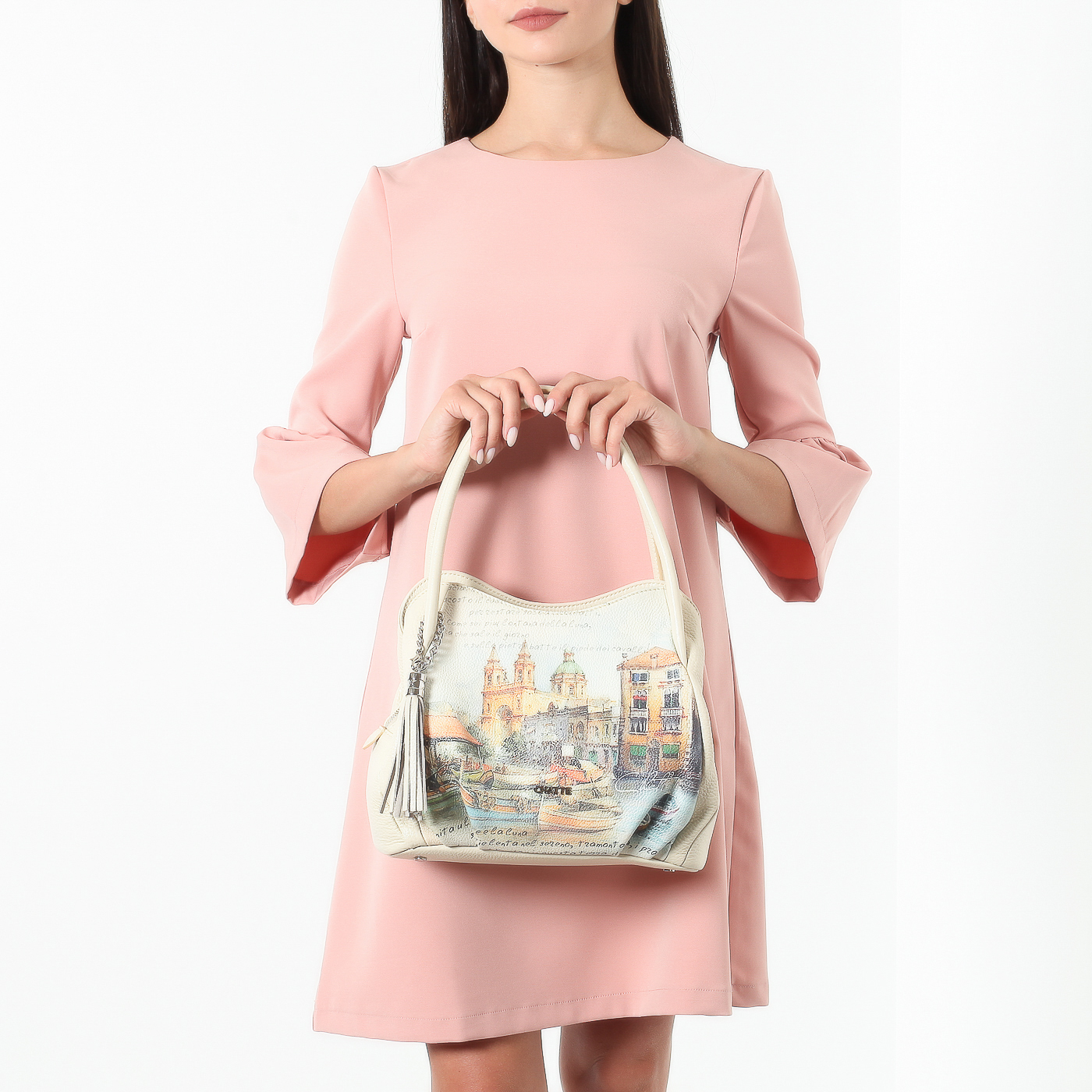 Мягкая кожаная сумка с принтом Chatte 