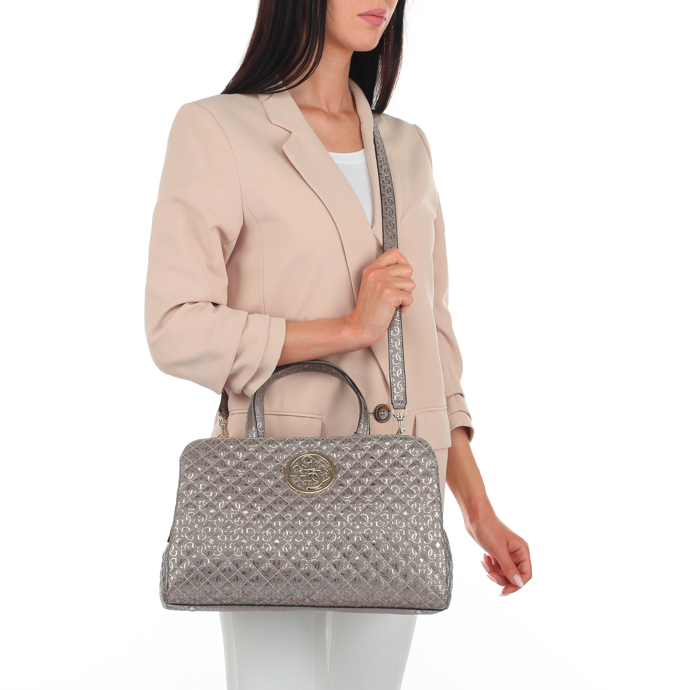 Стеганая сумка с тиснением Guess Giola