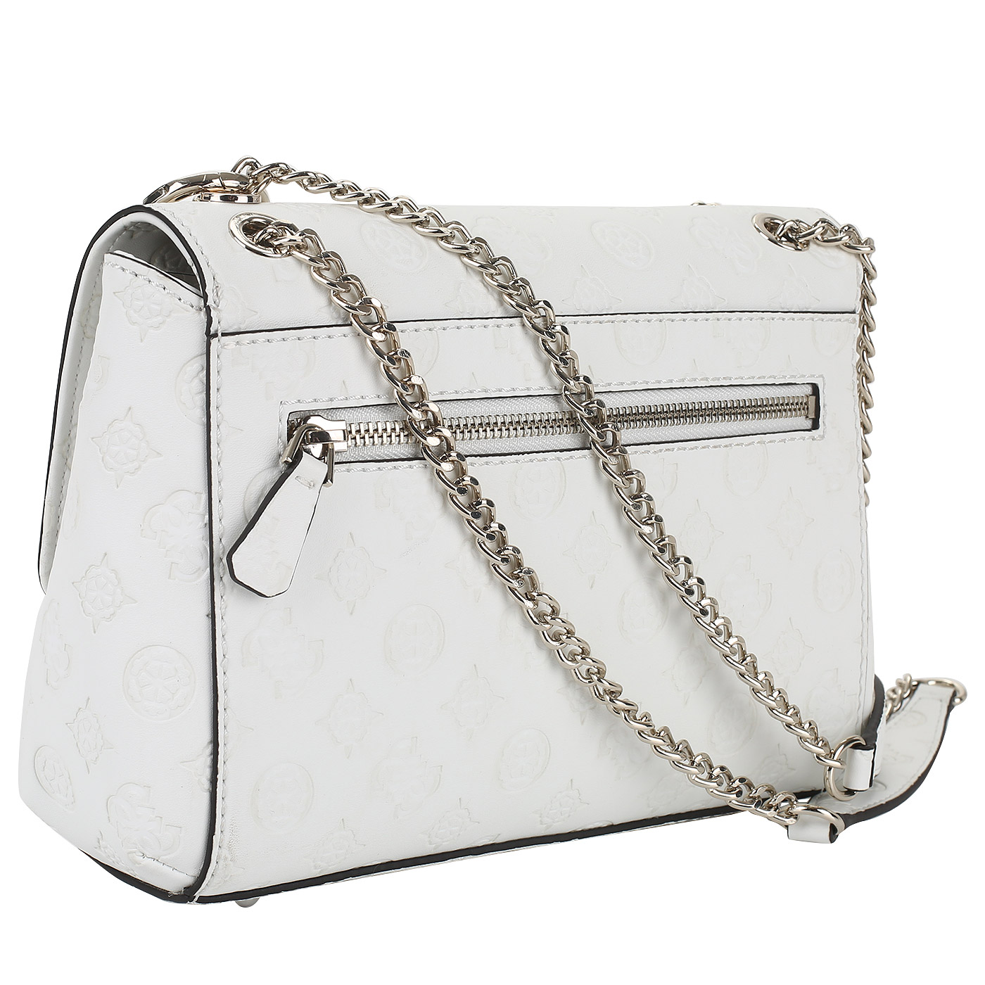 Белая сумка с брелоком Guess Logo Love