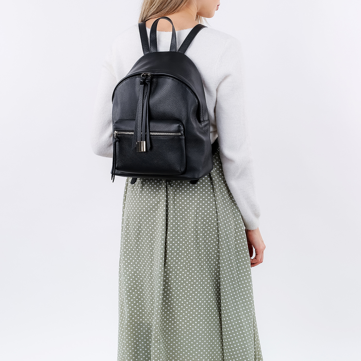 Чёрный кожаный рюкзак Aurelli Soft