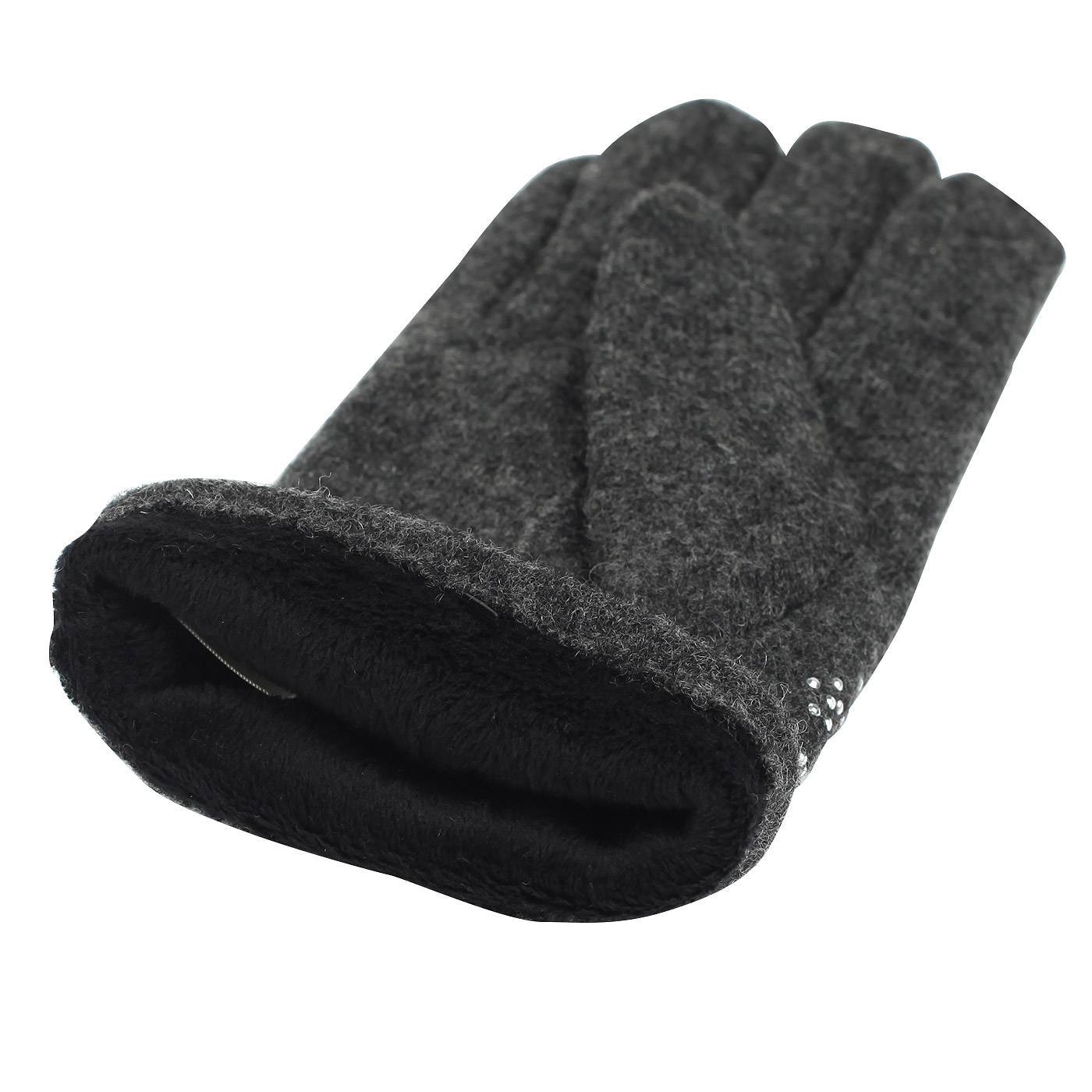 Женские серые перчатки со стразами Pia Rossini 