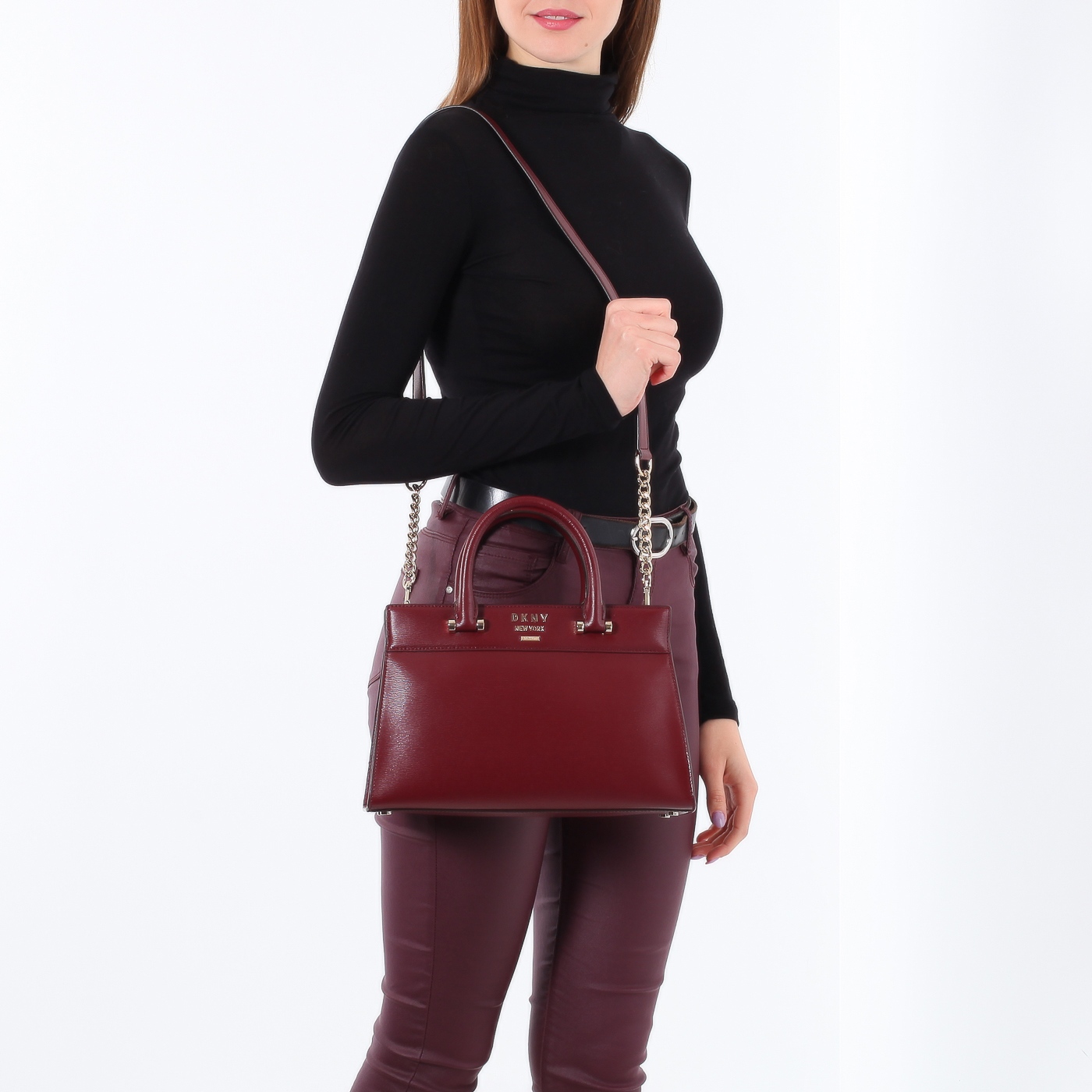 Тисненая кожаная сумка DKNY Ava