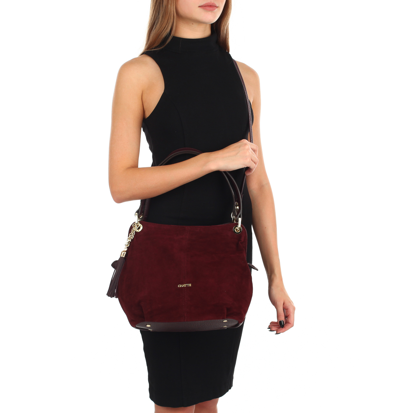 Мягкая сумка из кожи и замши Chatte 